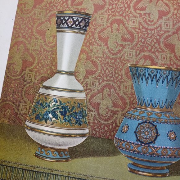 Vintage lithograph Print Enameled Glass Vases. Russia - Picture 4 of 9